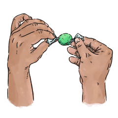 Hand-drawn basket filled with fruits