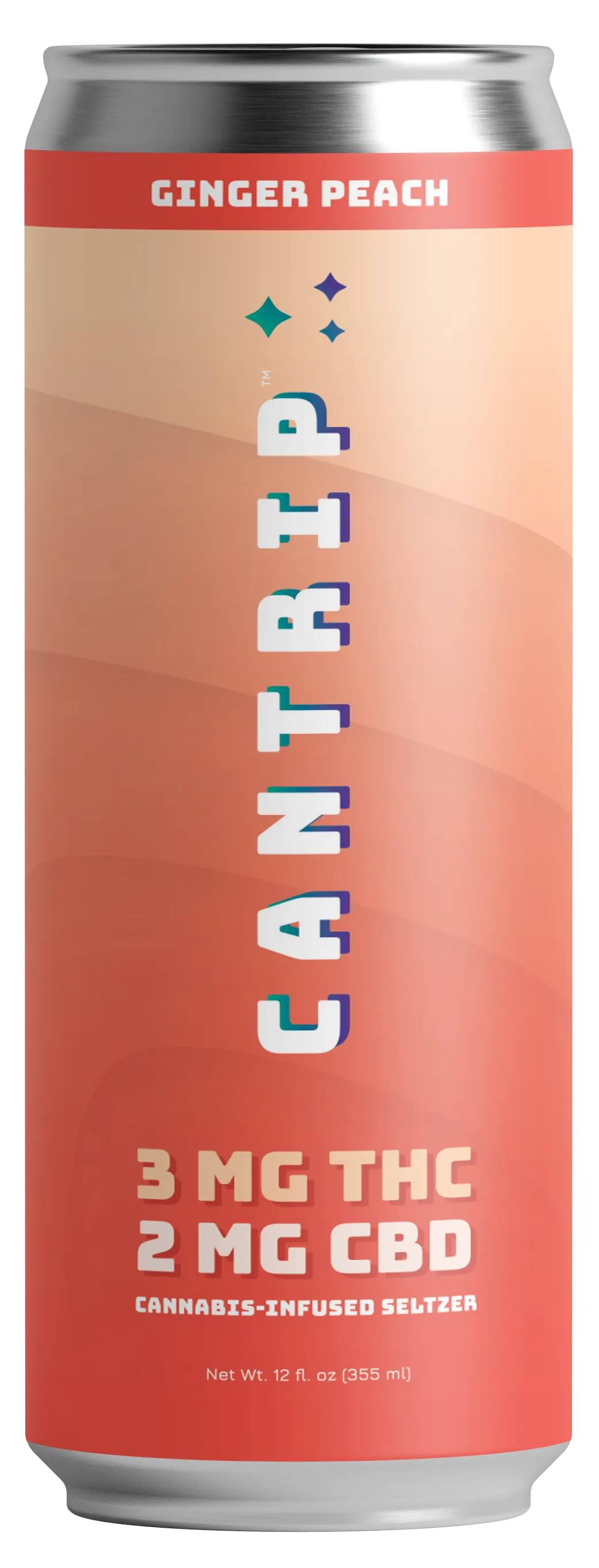 A can of THC-infused Cantrip Ginger Peach Seltzer.