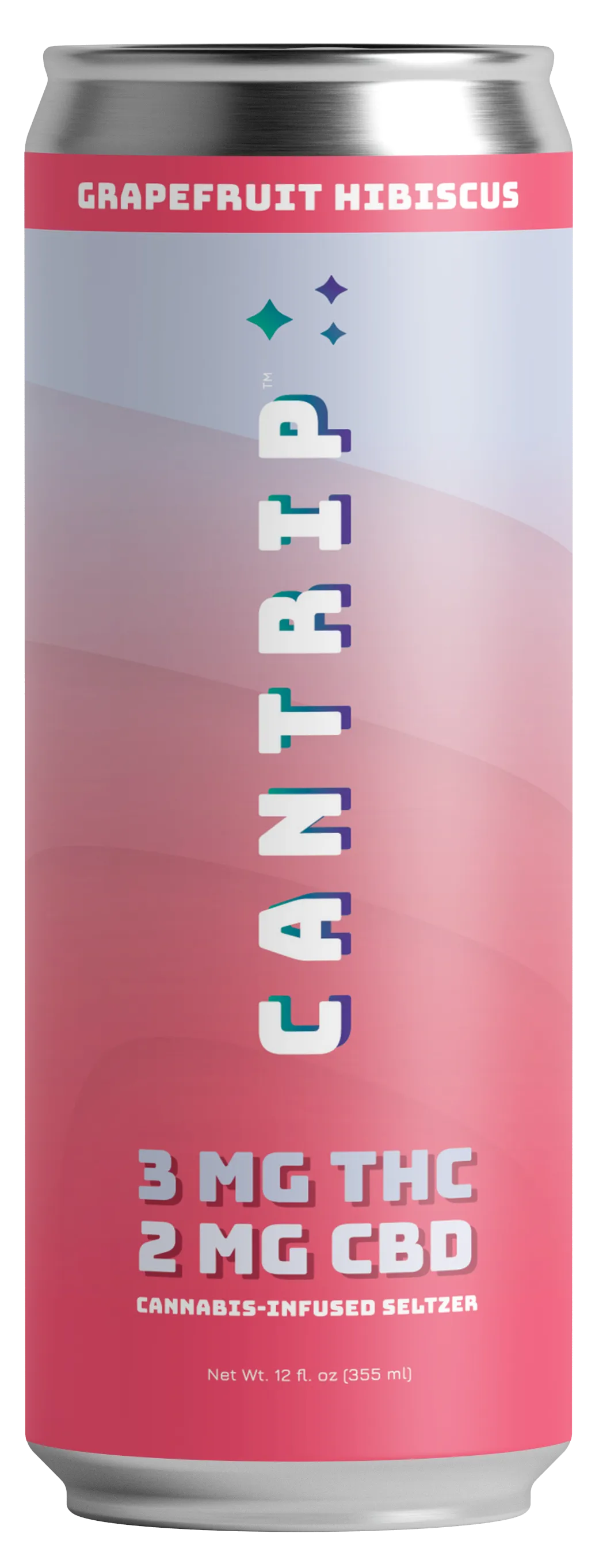 A can of THC-infused Cantrip Grapefruit Hibiscus Seltzer.